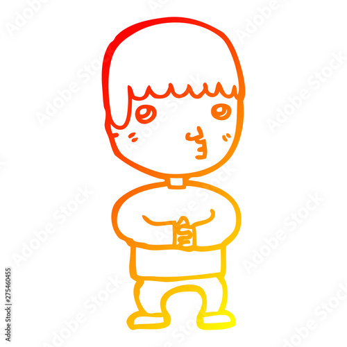 warm gradient line drawing cartoon man thinking