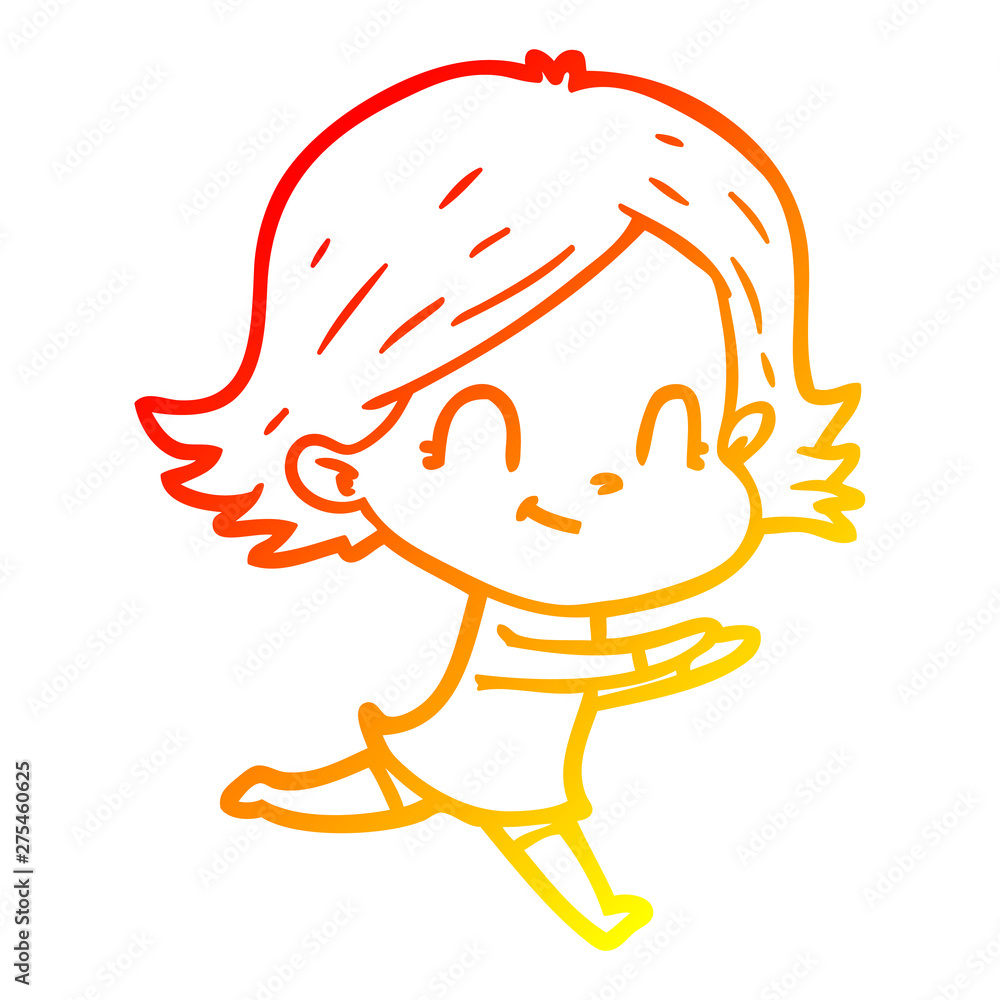 warm gradient line drawing cartoon friendly girl