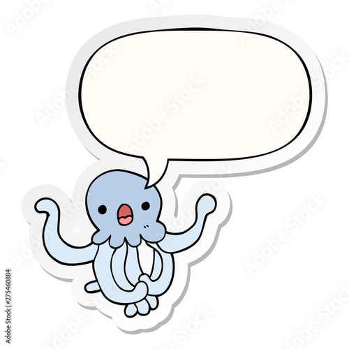 cartoon jellyfish and speech bubble sticker photo