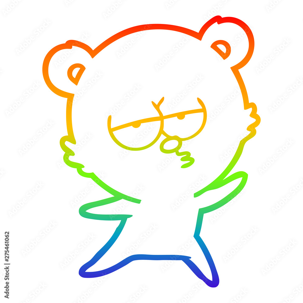 rainbow gradient line drawing bored bear cartoon rainbow gradient line drawing bored bear cartoon