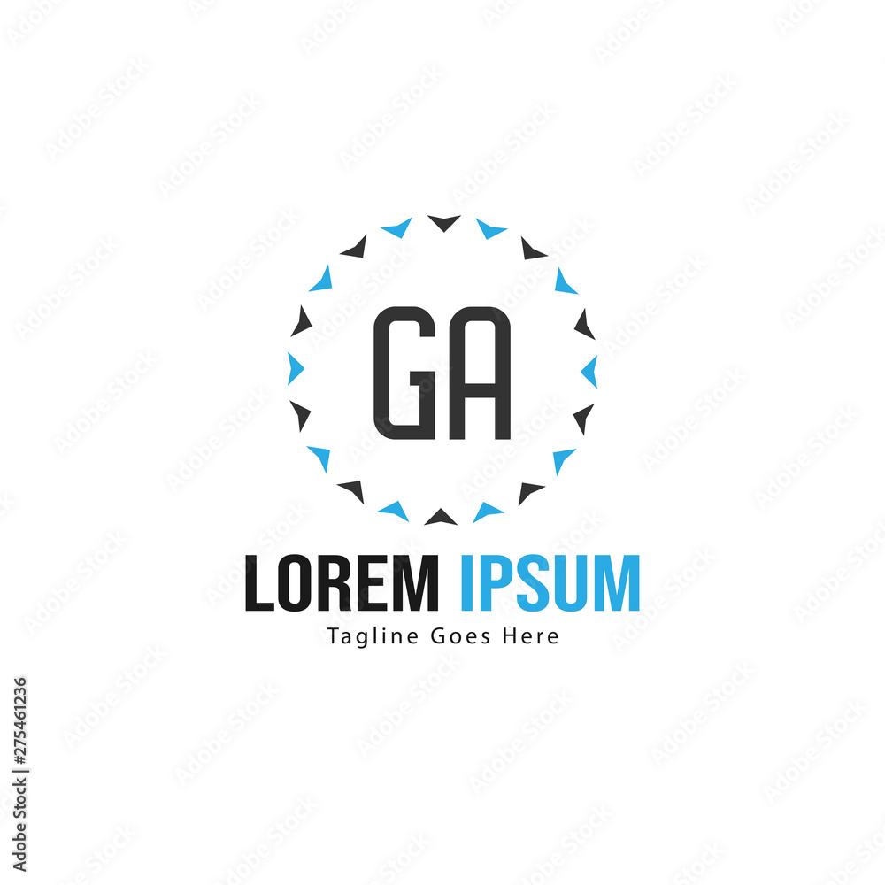 Obraz premium Initial GA logo template with modern frame. Minimalist GA letter logo vector illustration