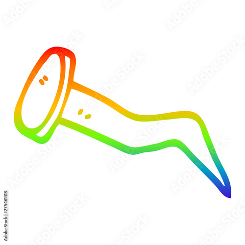 rainbow gradient line drawing cartoon bent iron nail