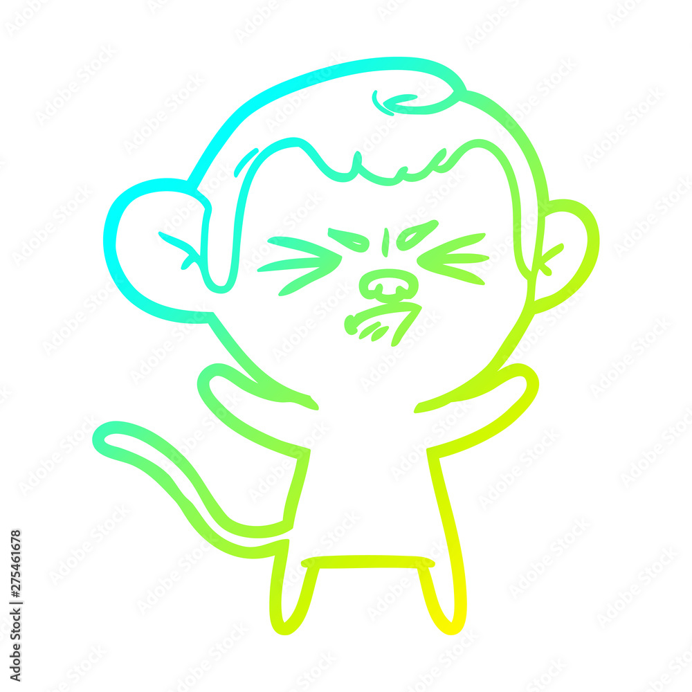 cold gradient line drawing cartoon annoyed monkey cold gradient line drawing cartoon annoyed monkey