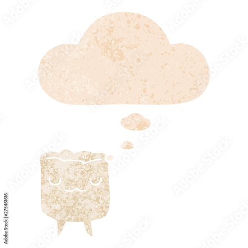 cartoon tooth and thought bubble in retro textured style