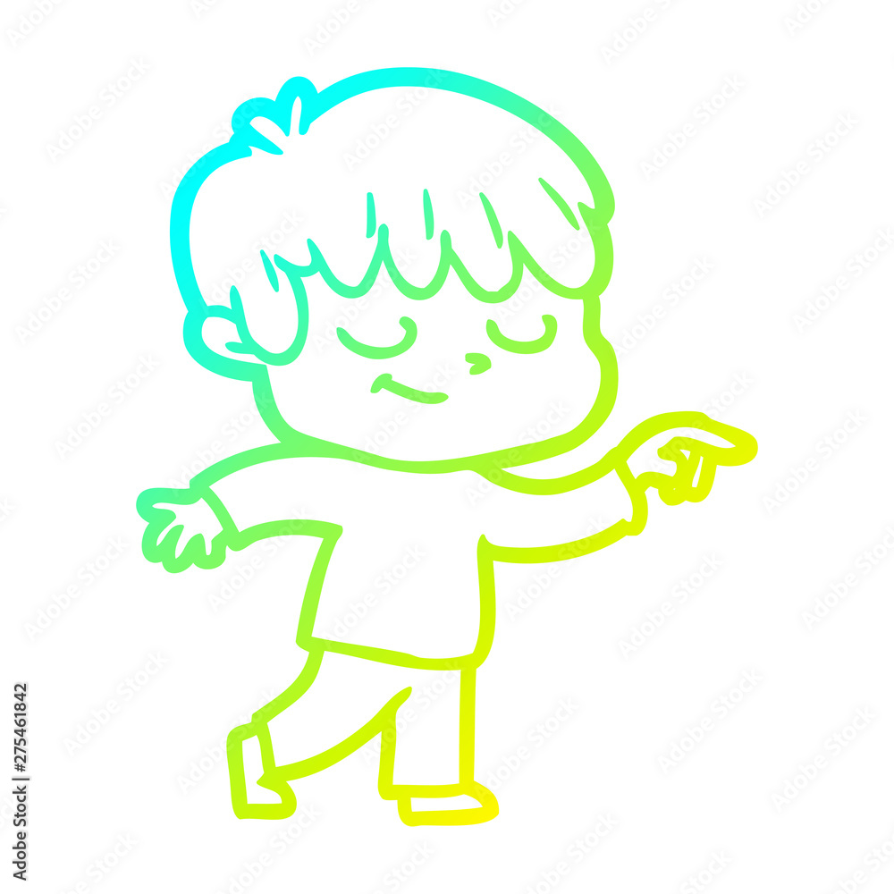 cold gradient line drawing cartoon happy boy cold gradient line drawing cartoon happy boy