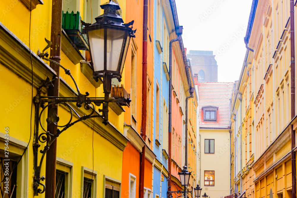 Colourful buildings within the town city square, Rynek, Wrocław, Wroclaw, Wroklaw, Poland