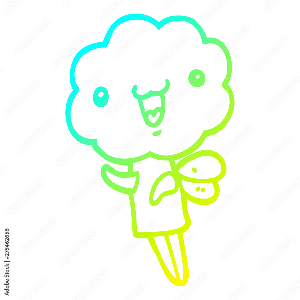 cold gradient line drawing cute cartoon cloud head creature cold gradient line drawing cute cartoon cloud head creature