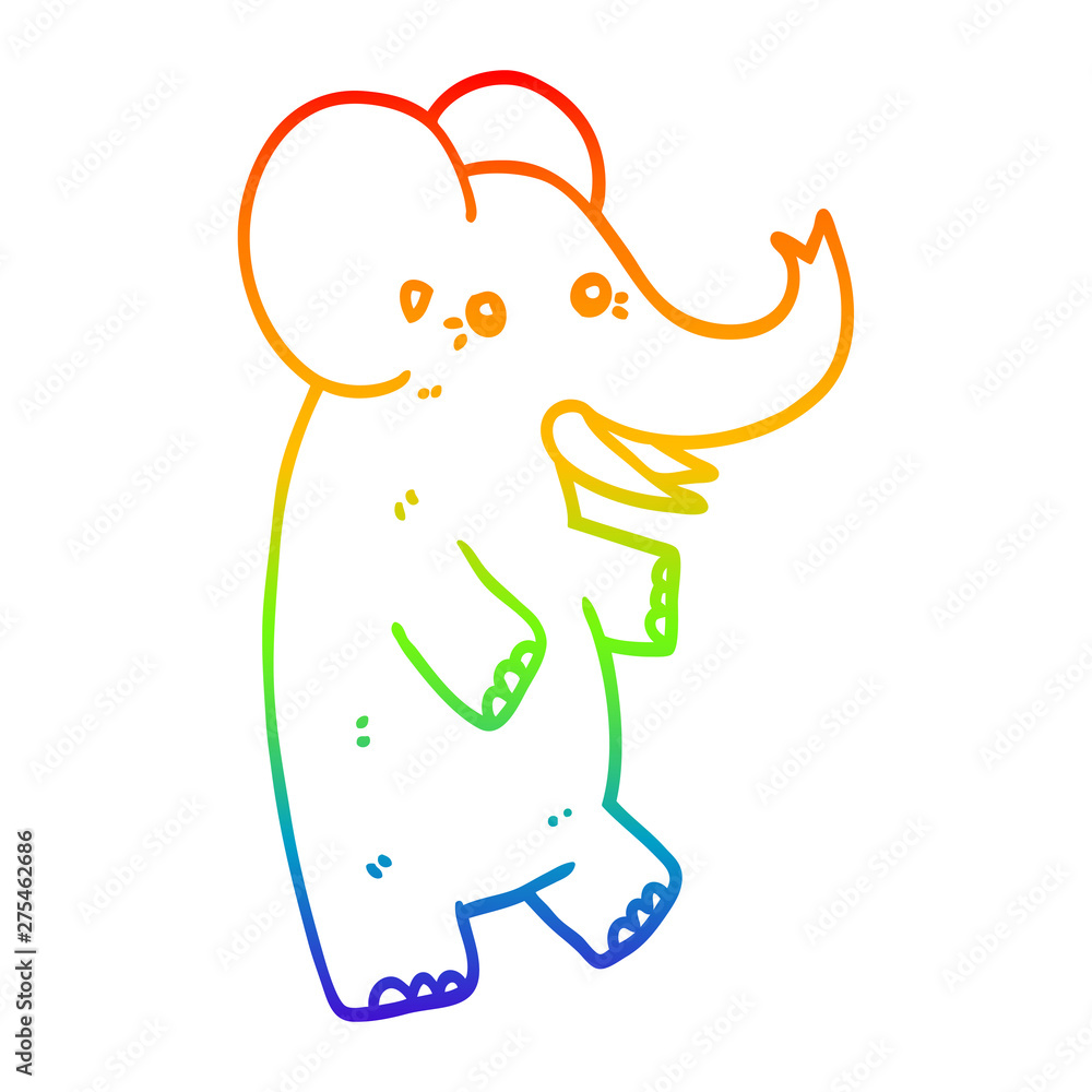 Fototapeta premium rainbow gradient line drawing cartoon elephant