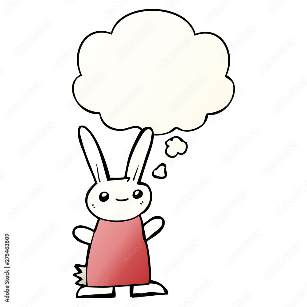 cute cartoon rabbit and thought bubble in smooth gradient style cute cartoon rabbit and thought bubble in smooth gradient style