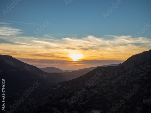 imouzzer des Ida ou Tanae, Tamrout, Agadir, Morocco, North Africa [Moroccan mountain landscape, rural village green nature in winter, sunset dusk]