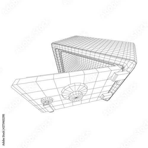 Metal bank vault safe. Wireframe low poly mesh vector illustration
