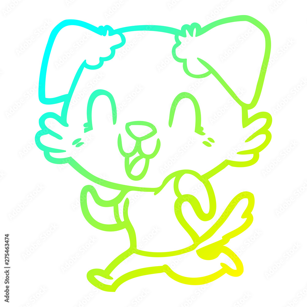 cold gradient line drawing laughing cartoon dog jogging cold gradient line drawing laughing cartoon dog jogging