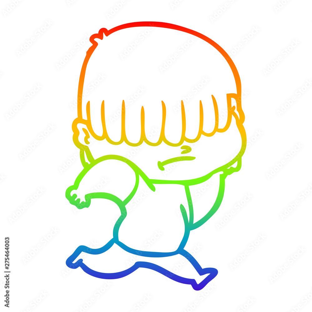 rainbow gradient line drawing cartoon boy with untidy hair rainbow gradient line drawing cartoon boy with untidy hair