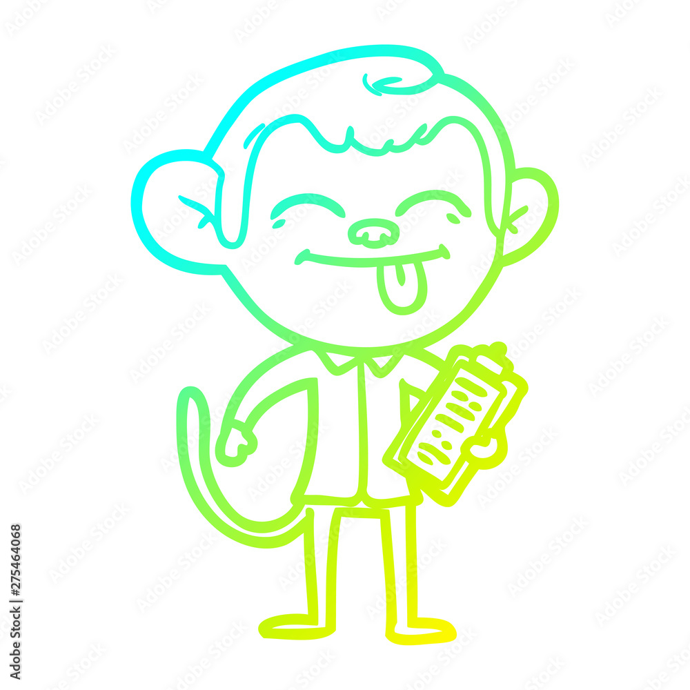 cold gradient line drawing funny cartoon monkey cold gradient line drawing funny cartoon monkey