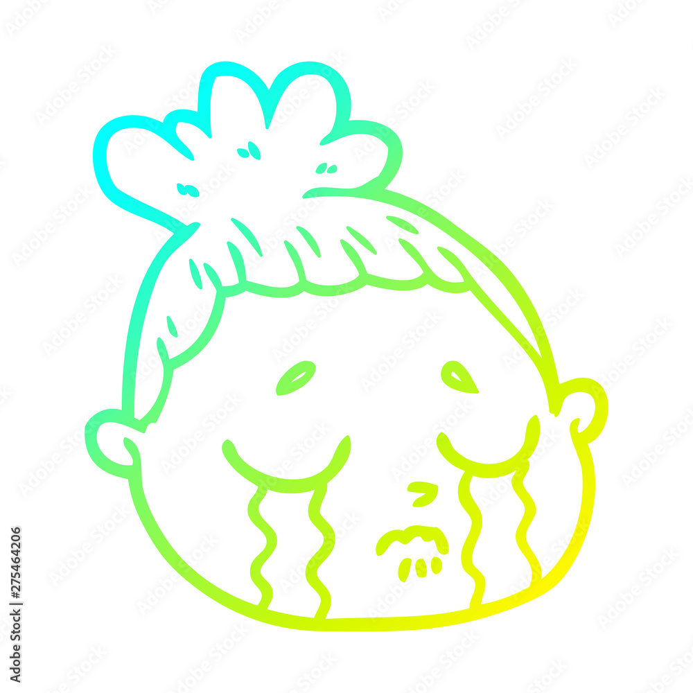 cold gradient line drawing cartoon female face cold gradient line drawing cartoon female face