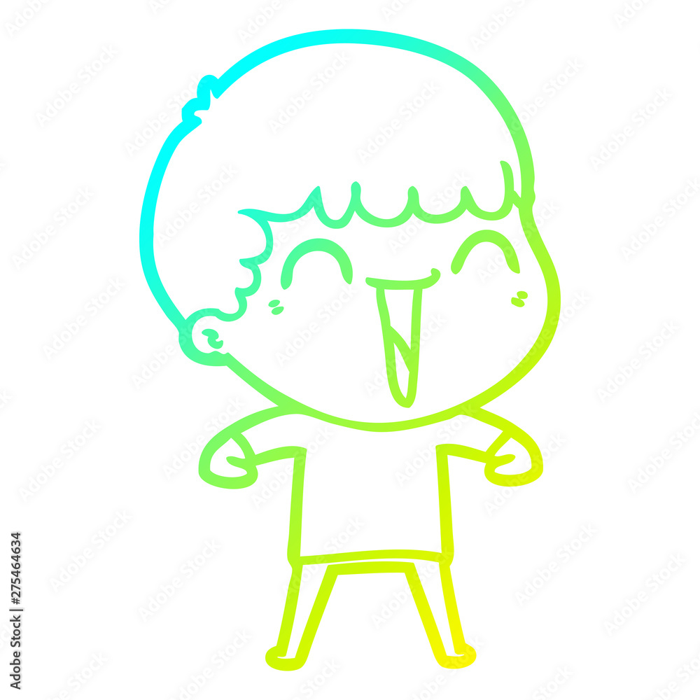 cold gradient line drawing cartoon happy man cold gradient line drawing cartoon happy man