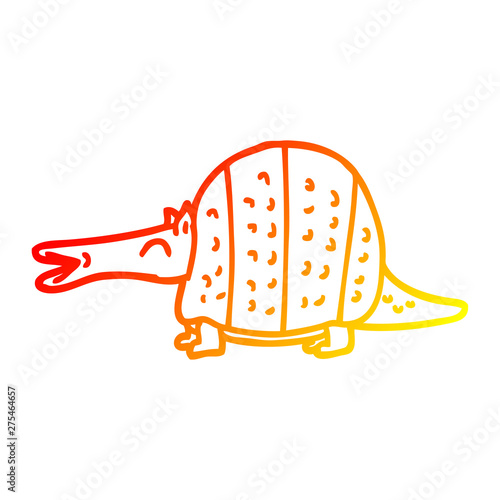 warm gradient line drawing cartoon armadillo