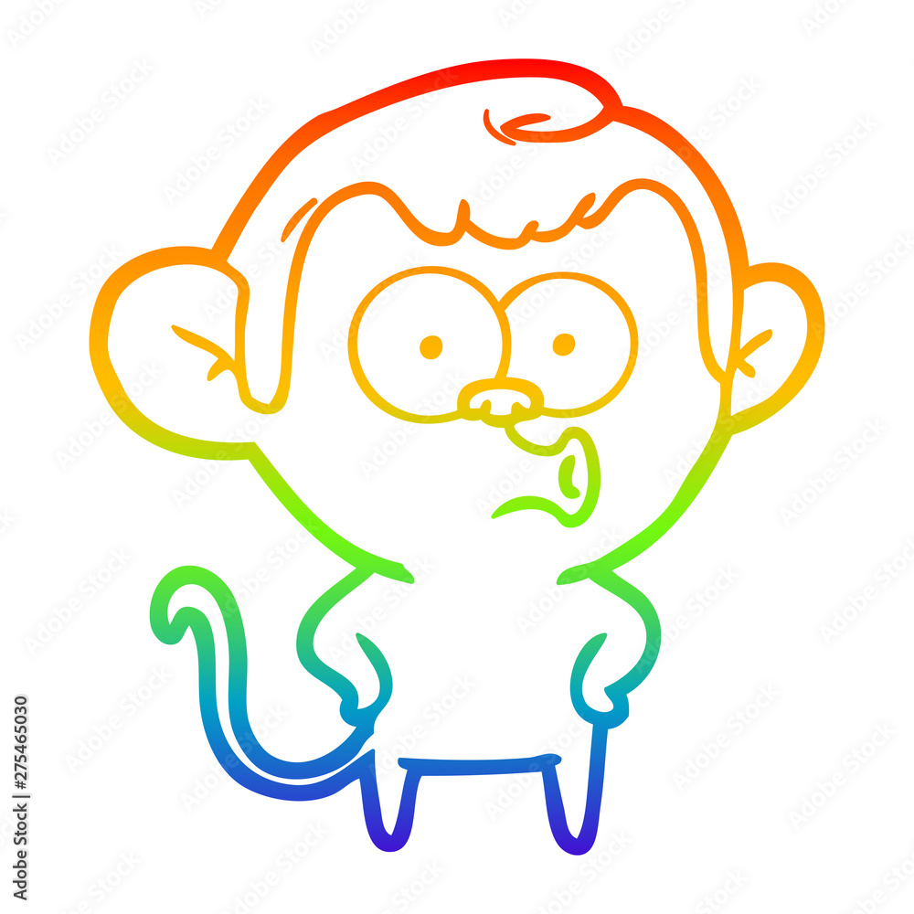 rainbow gradient line drawing cartoon surprised monkey rainbow gradient line drawing cartoon surprised monkey