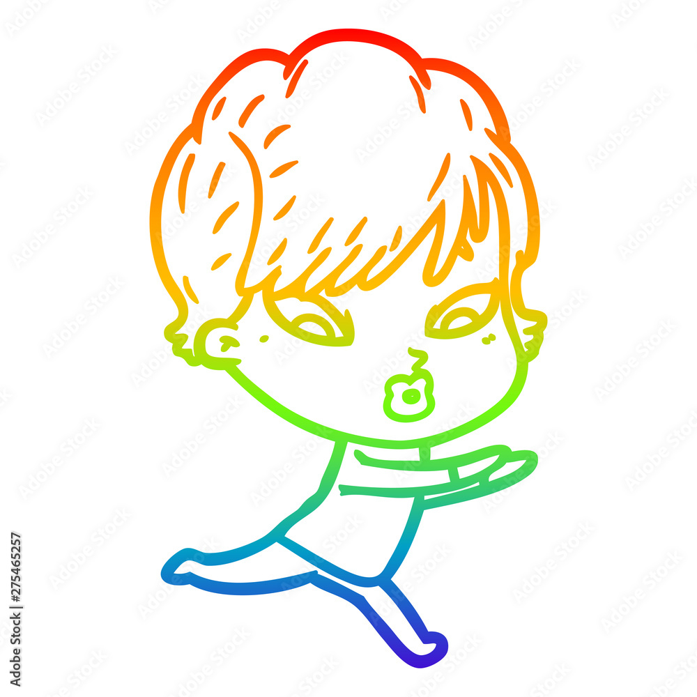 rainbow gradient line drawing cartoon woman rainbow gradient line drawing cartoon woman