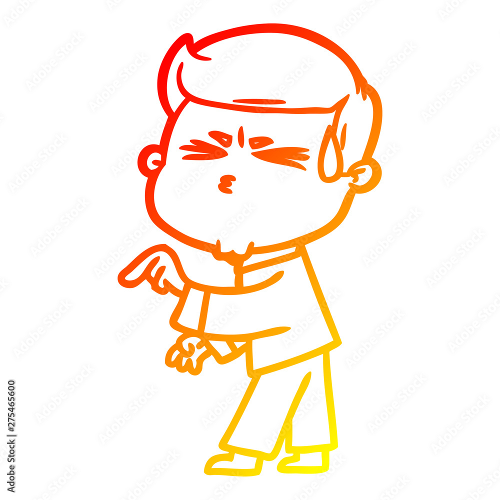warm gradient line drawing cartoon man sweating warm gradient line drawing cartoon man sweating