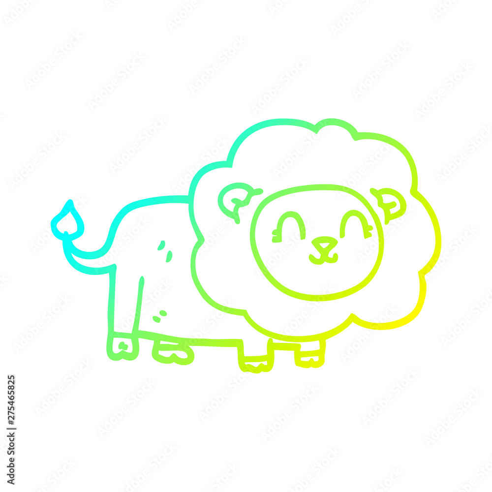 cold gradient line drawing cartoon happy lion cold gradient line drawing cartoon happy lion