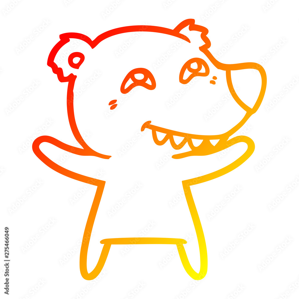 warm gradient line drawing cartoon bear showing teeth warm gradient line drawing cartoon bear showing teeth