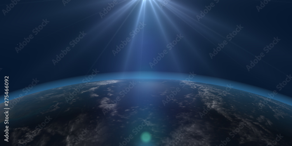 Fototapeta premium Sunrise over the planet panorama