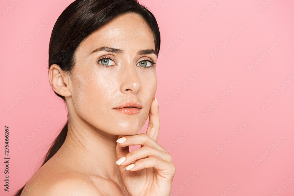 Beauty portrait of an attractive sensual brunette topless woman Beauty portrait of an attractive sensual brunette topless woman