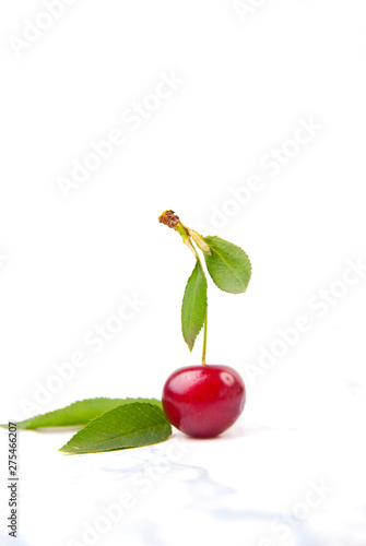 Fresh red cherries on the marble table. photo