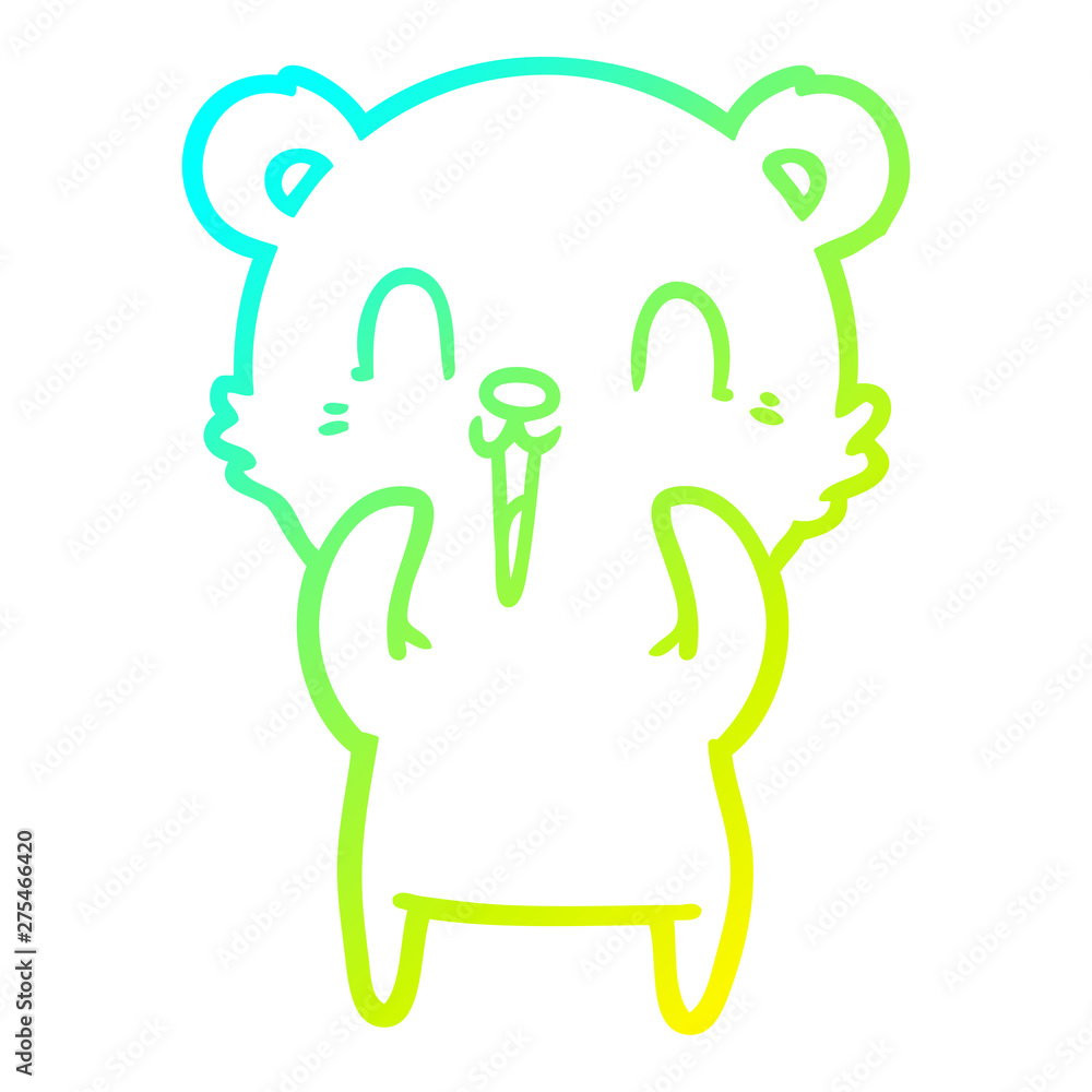cold gradient line drawing happy cartoon bear cold gradient line drawing happy cartoon bear