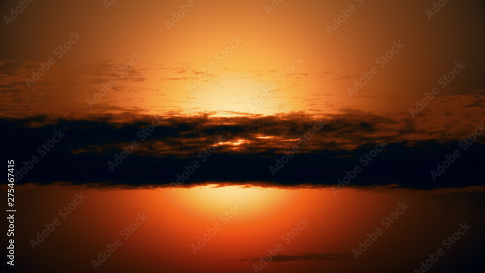 sunset with line clouds abstract