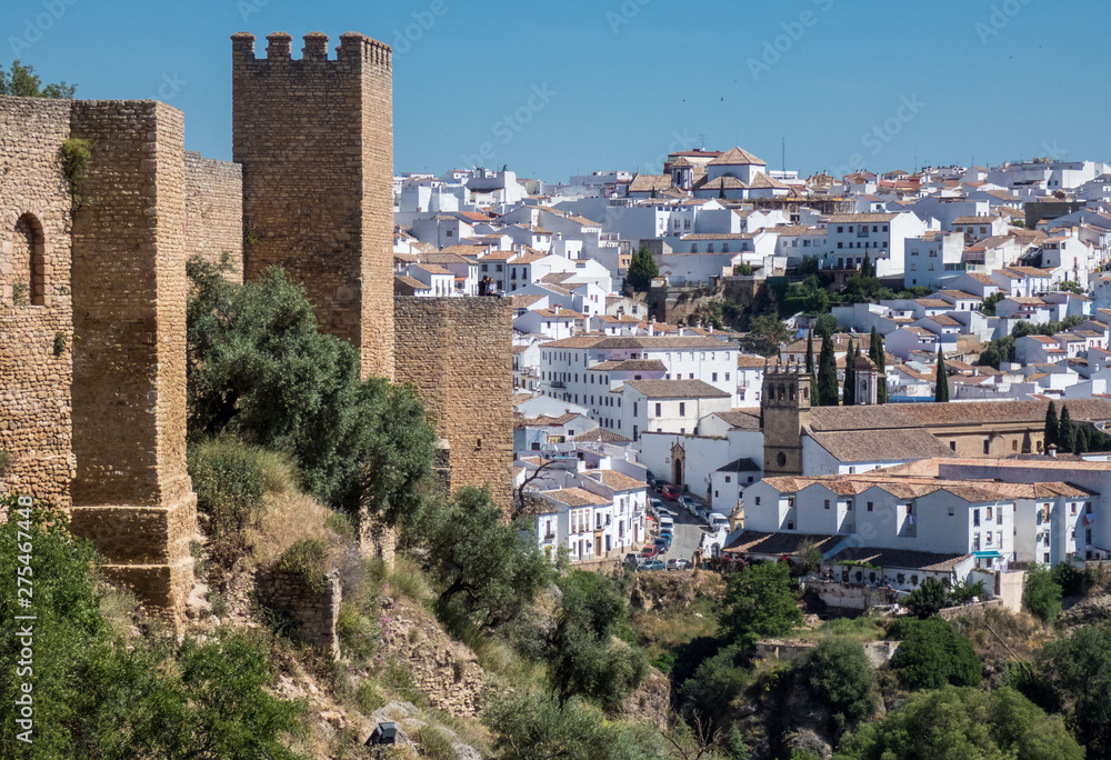 Panoramic view of the old walls and town in Ronda, Malaga province, Andalusia, Spain