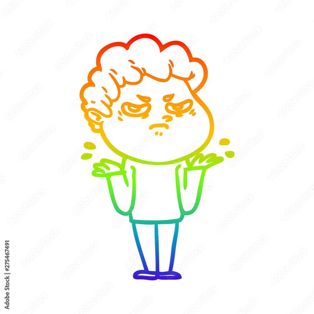 Obraz premium rainbow gradient line drawing cartoon angry man