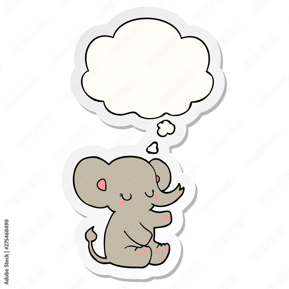 cartoon elephant and thought bubble as a printed sticker cartoon elephant and thought bubble as a printed sticker