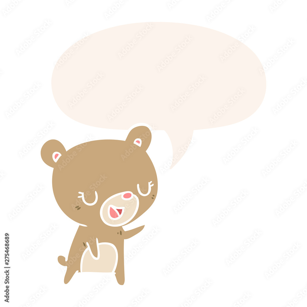 cartoon bear and speech bubble in retro style cartoon bear and speech bubble in retro style