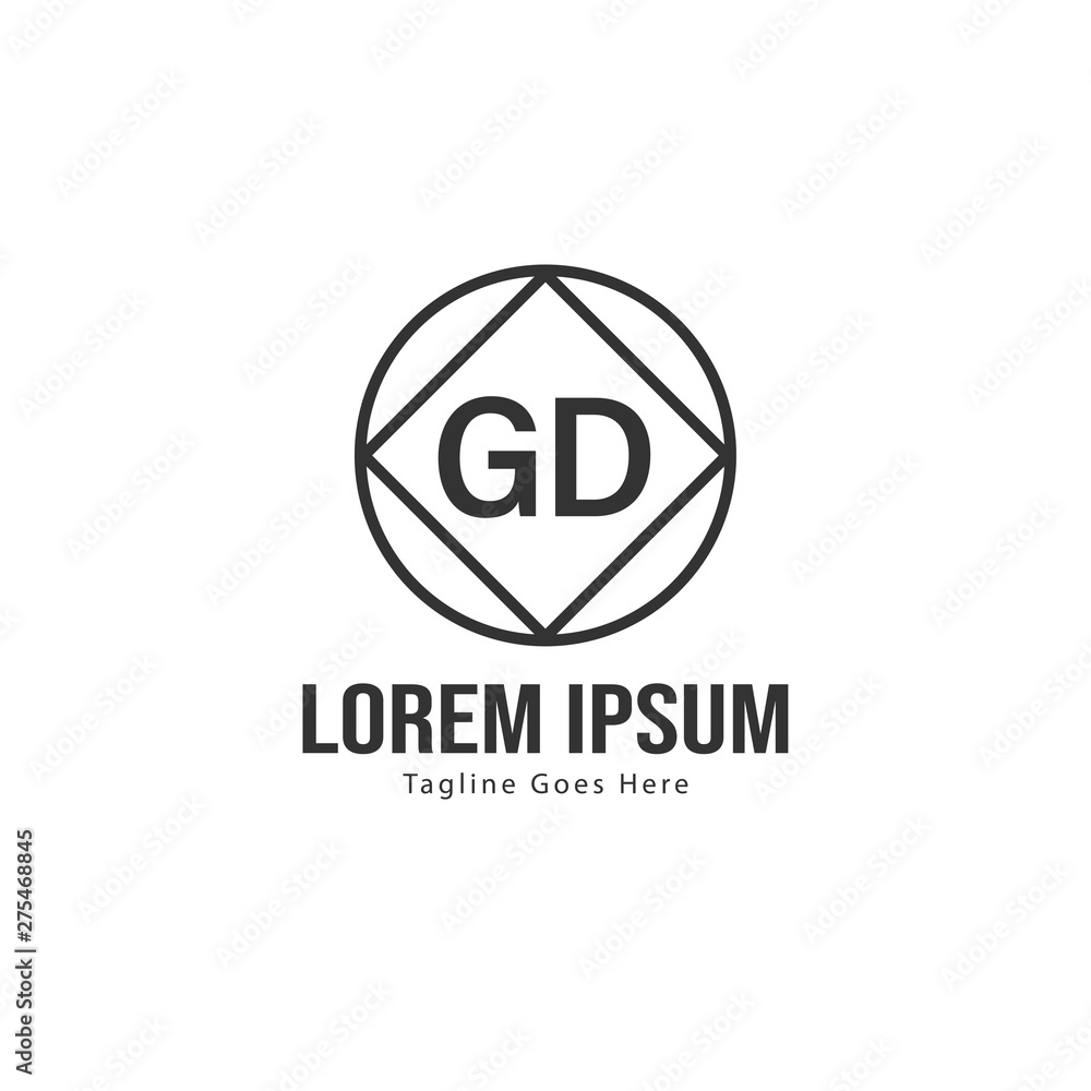 Initial GD logo template with modern frame. Minimalist GD letter logo vector illustration