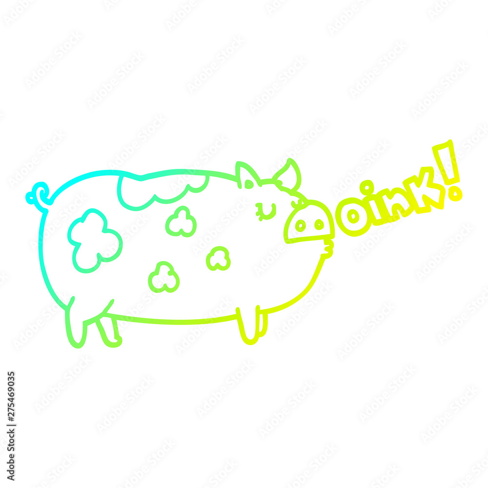 cold gradient line drawing cartoon oinking pig cold gradient line drawing cartoon oinking pig