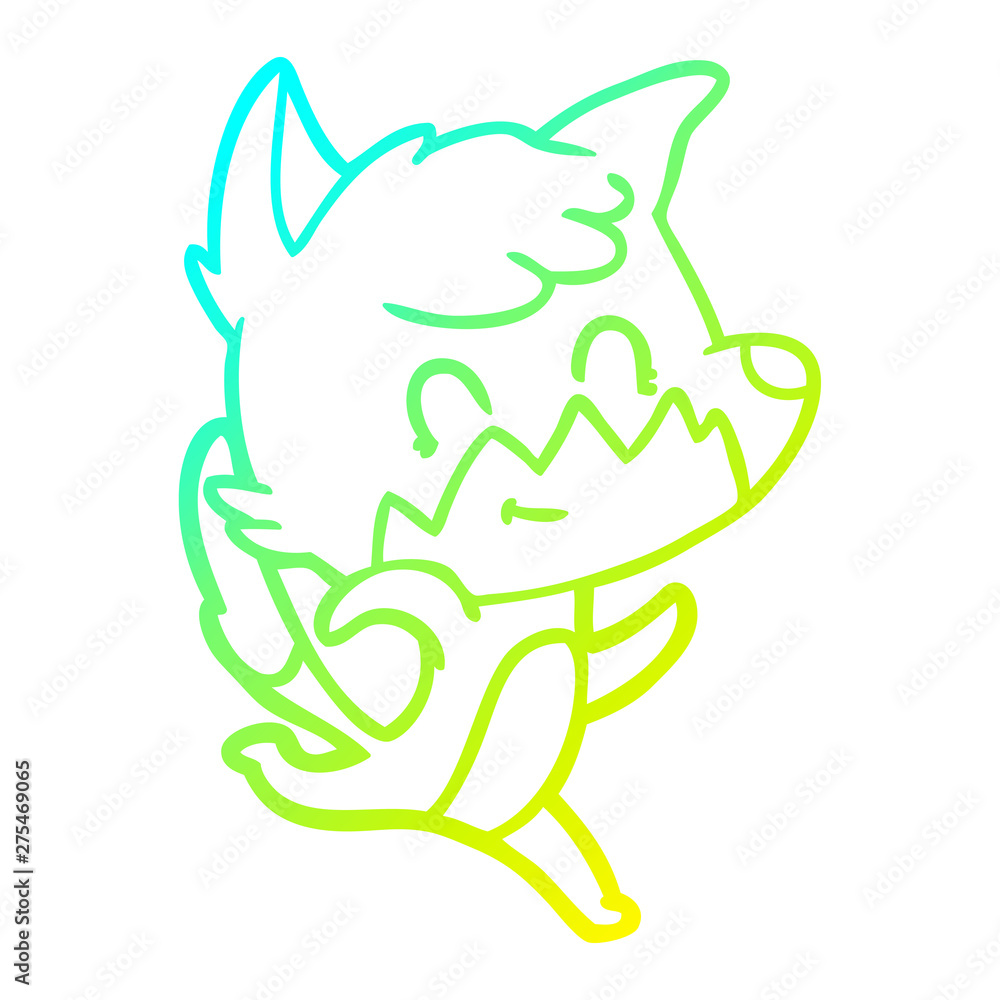 cold gradient line drawing cartoon friendly fox cold gradient line drawing cartoon friendly fox