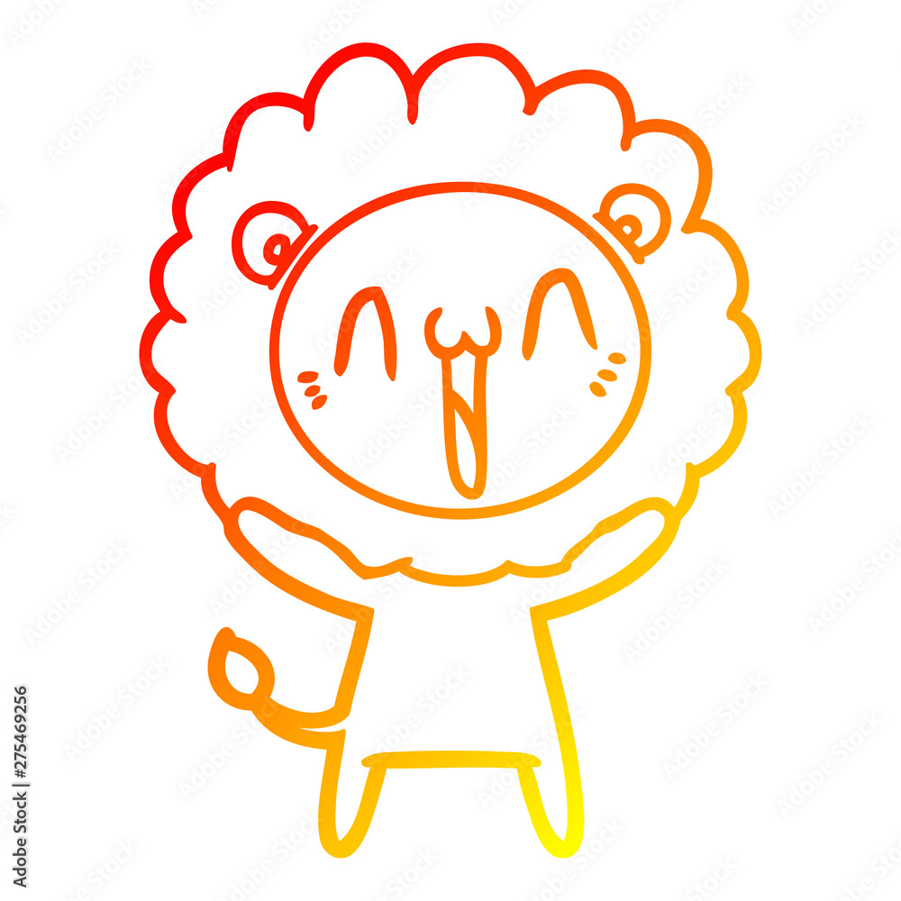 warm gradient line drawing happy cartoon lion warm gradient line drawing happy cartoon lion