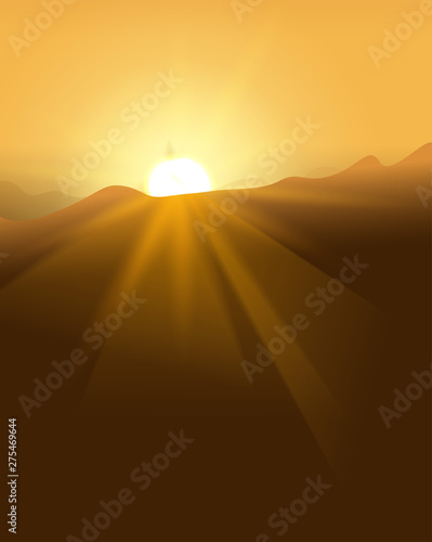 Abstract yellow sunset with defocused lights