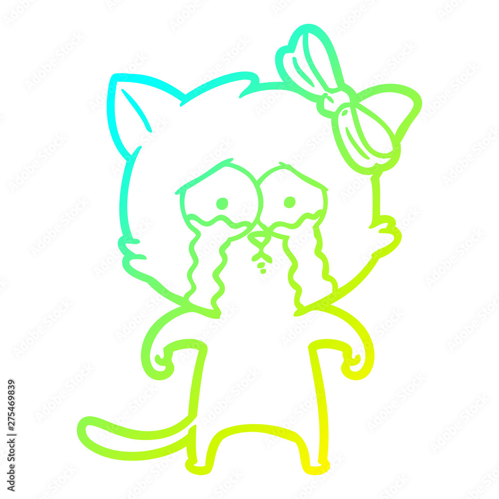 cold gradient line drawing cartoon cat cold gradient line drawing cartoon cat