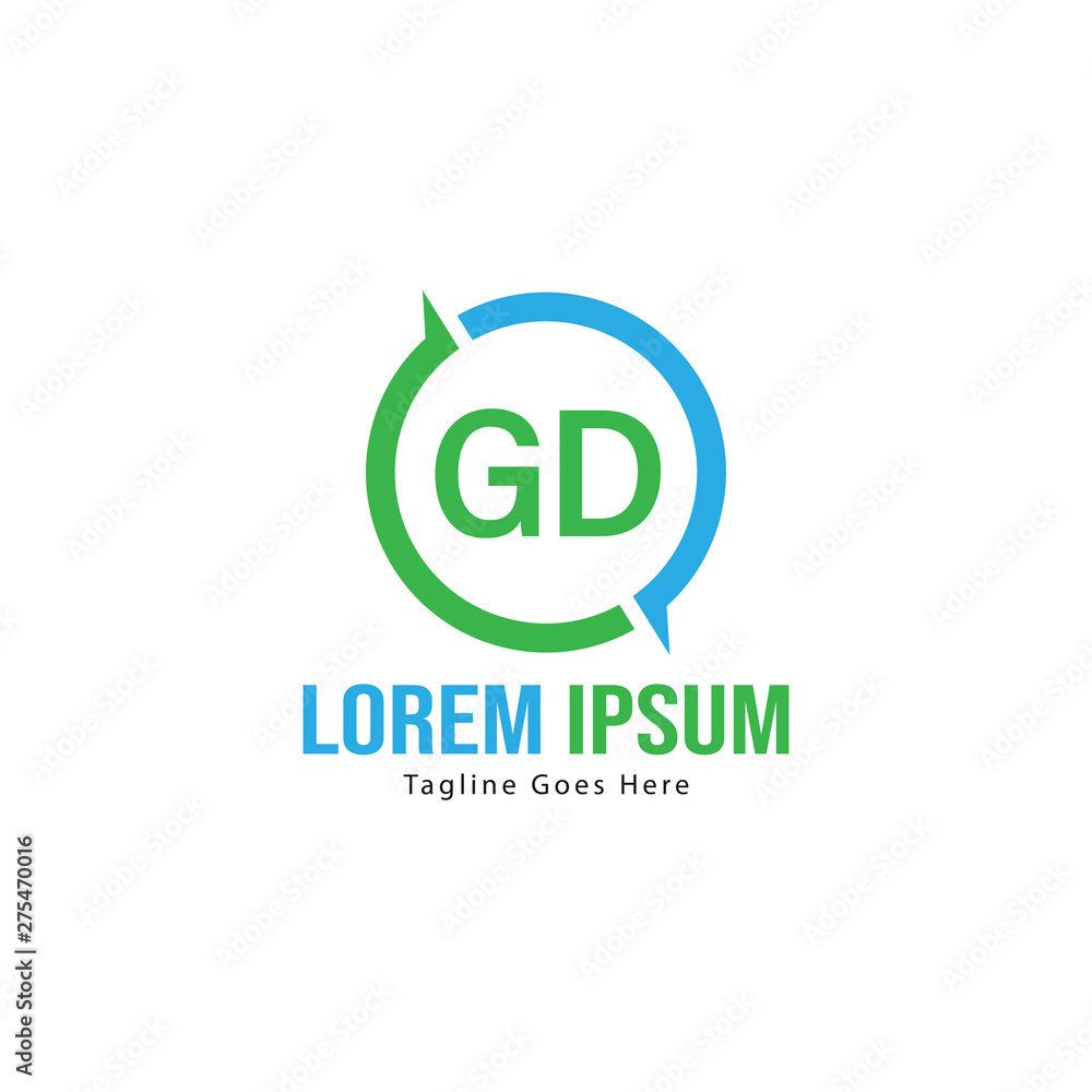 Initial GD logo template with modern frame. Minimalist GD letter logo vector illustration Initial GD logo template with modern frame. Minimalist GD letter logo vector illustration