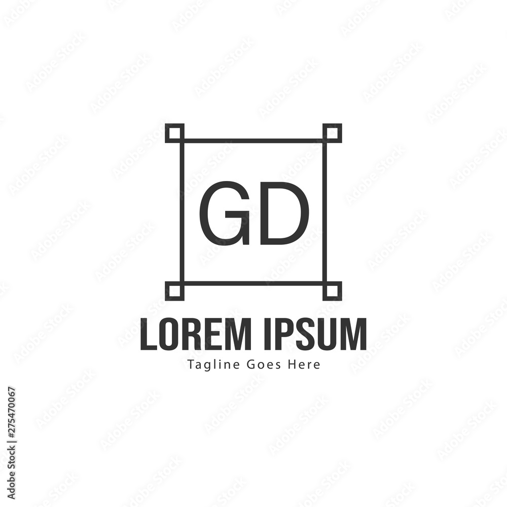 Initial GD logo template with modern frame. Minimalist GD letter logo vector illustration