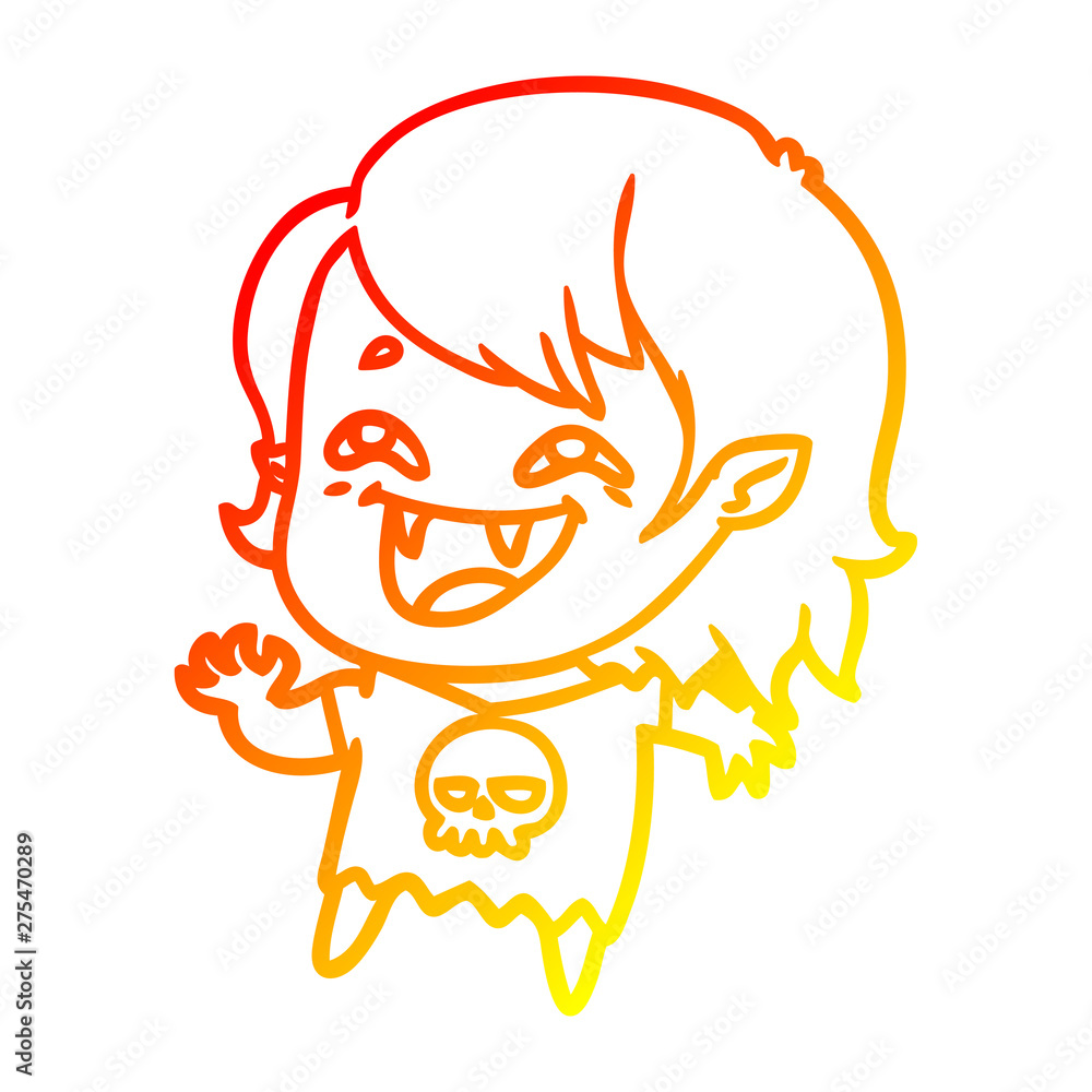 warm gradient line drawing cartoon laughing vampire girl warm gradient line drawing cartoon laughing vampire girl