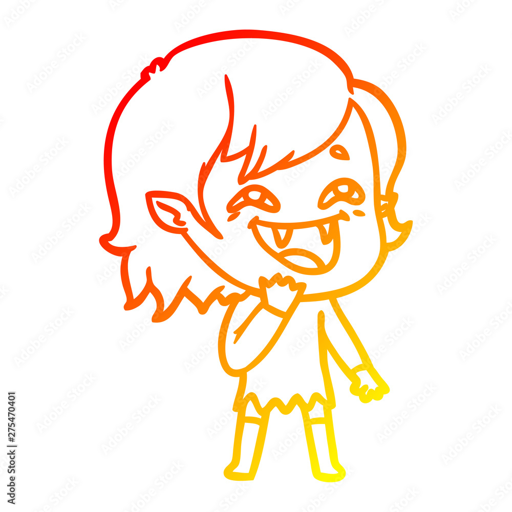 warm gradient line drawing cartoon laughing vampire girl warm gradient line drawing cartoon laughing vampire girl