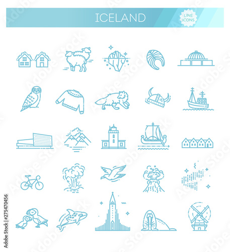 Iceland icons. Tourism and attractions