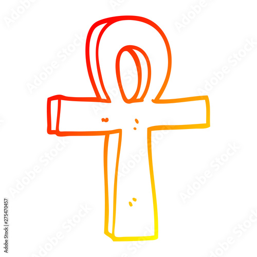 warm gradient line drawing cartoon ankh symbol