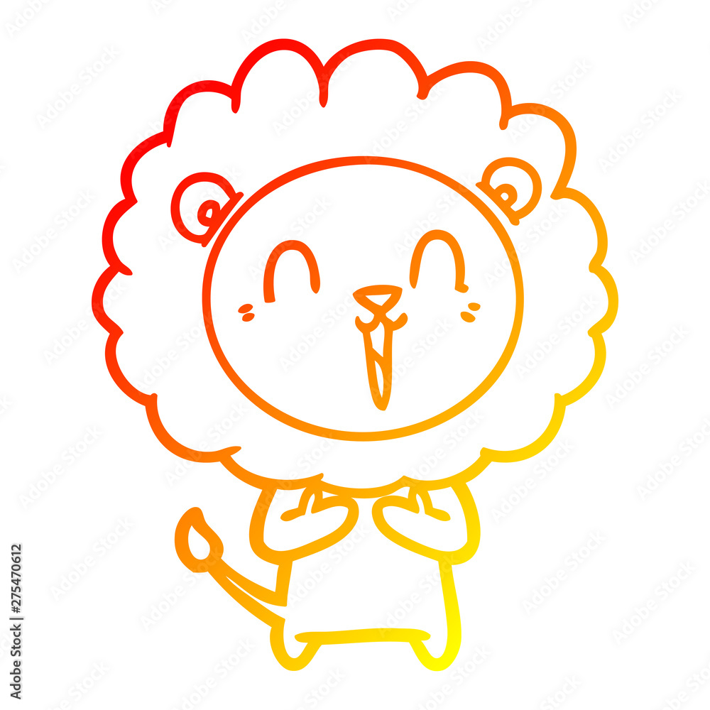 warm gradient line drawing laughing lion cartoon warm gradient line drawing laughing lion cartoon