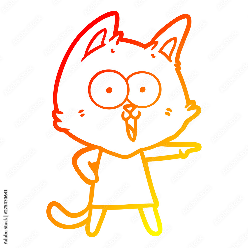 Obraz premium warm gradient line drawing funny cartoon cat