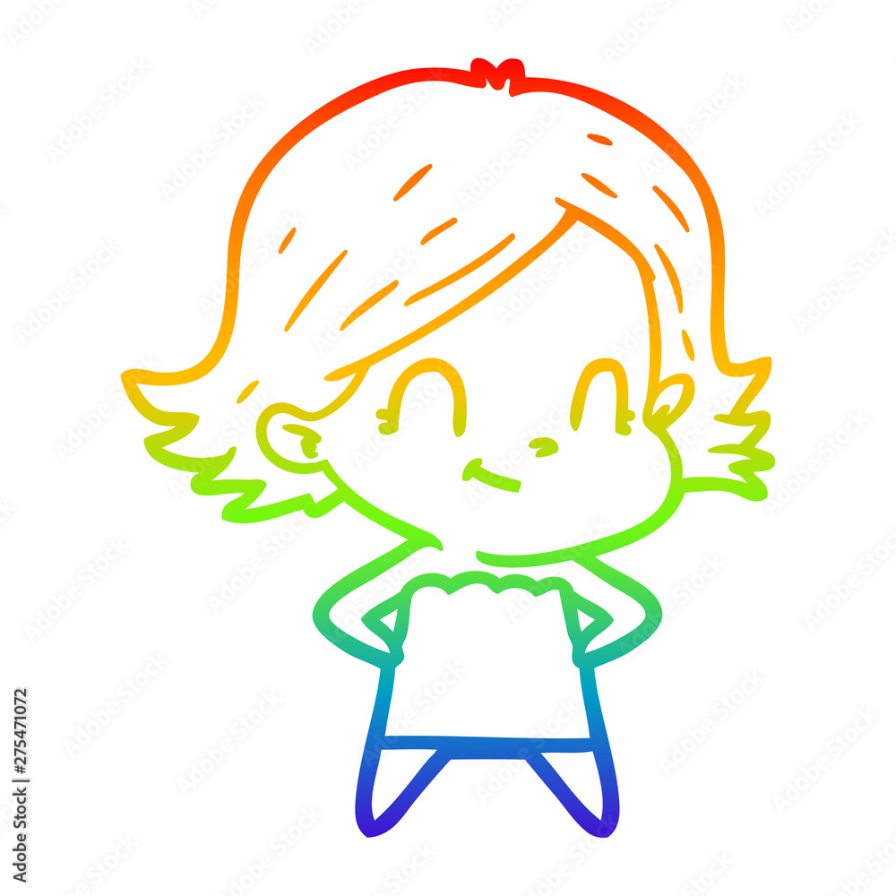 rainbow gradient line drawing cartoon friendly girl rainbow gradient line drawing cartoon friendly girl